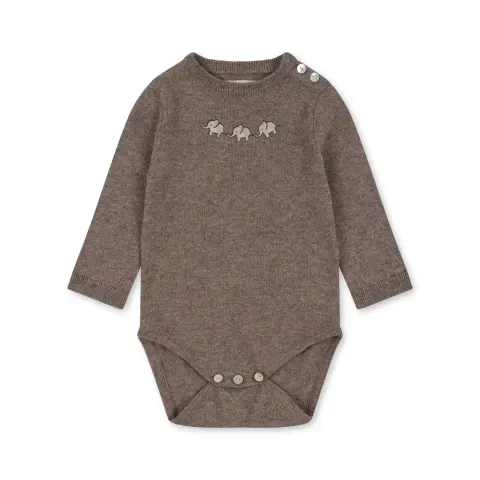 Konges Slojd - Body niemowlęce z wełny merino - bunny brown melange