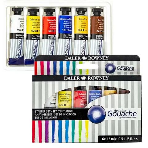 Farby Gouache Aquafine Daler-Rowney zestaw 6 x 15 ml