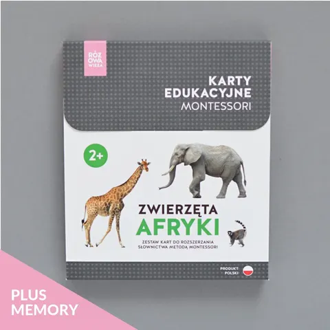 RÓŻA WIEŻA - Karty edukacyjne - Zwierzęta Afryki + memory