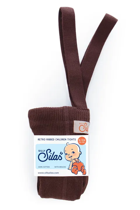 SILLY SILAS - Rajstopy z szelkami w stylu vintage CHOCOLATE BROWN