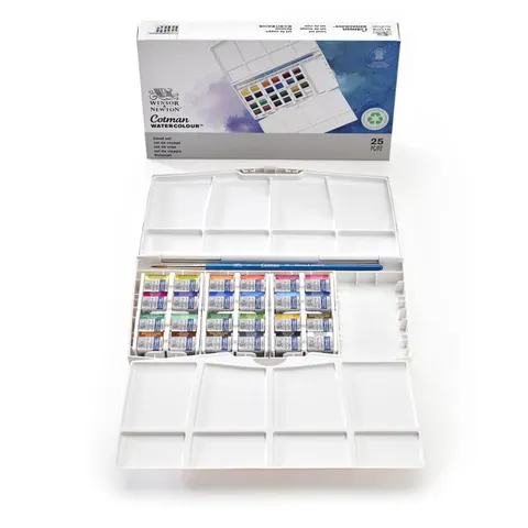 Farby akwarelowe Cotman Travel set Winsor & Newton - 24 kolory + pędzel