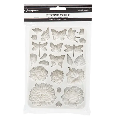Foremka silikonowa Stamperia A5 - Create Happiness Secret Diary butterflies and flowers