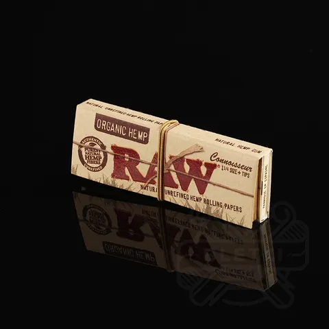 Bibułki Raw Organic Hemp Connoisseur 1 1/4 + ustniki papierowe