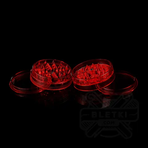 Plastikowy młynek (grinder) Buddies 60mm - 4 częściowy z magnesem (czerwony)