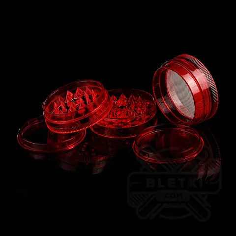 Plastikowy młynek (grinder) Buddies 60mm - 5 częściowy z magnesem (czerwony)