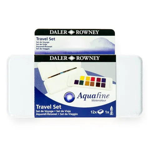 Farby akwarelowe Travel Set Aquafine Daler-Rowney - 12 kolorów + pędzel