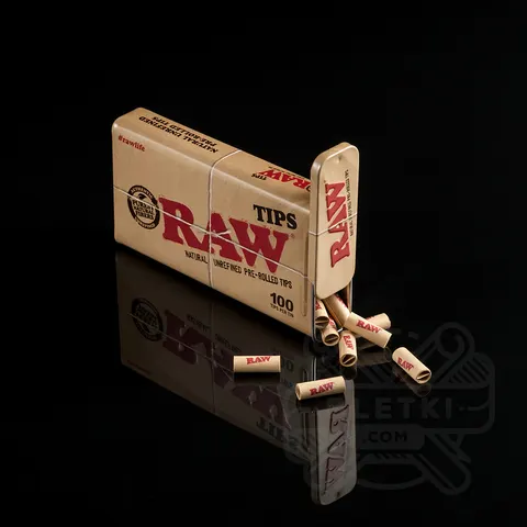 Ustniki papierowe Raw Prerolled Tips w metalowej puszce (100 szt.)