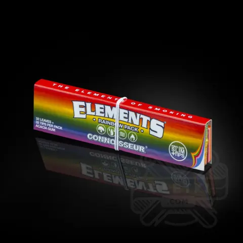 Bibułki Elements Rainbow Connoisseur King Size Slim + ustniki papierowe