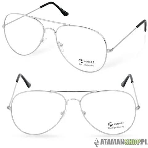 Okulary pilotki aviator zerówki