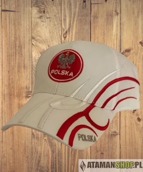 Czapka sportowa daszek godło biała