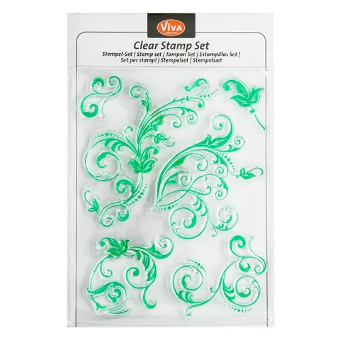 Stemple silikonowe transparentne Viva - Floral curlicues 6 szt.