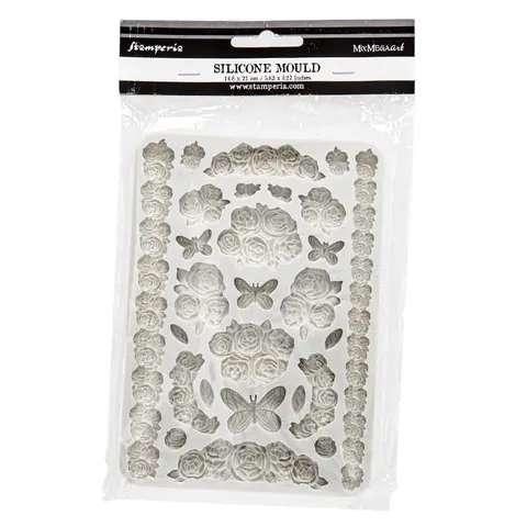 Foremka silikonowa Stamperia A5 - Shabby Rose - roses and butterfly
