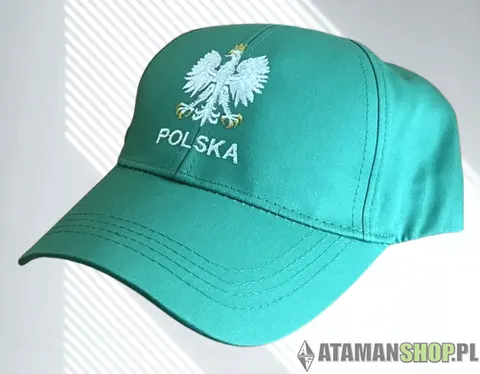 Czapka z daszkiem Polska turkusowa
