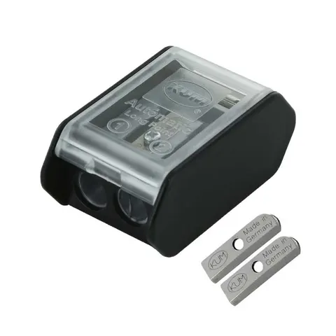 Temperówka do długiego szpicu KUM Automatic Long Point AS3 czarna + ostrza wymienne