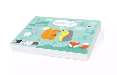 Blok rysunkowy bazgrownik biały Interdruk Bebe Kids Pastel 1 kg z naklejkami - A4, 80 g, 100 ark.