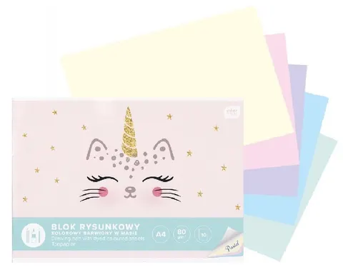 Blok rysunkowy pastelowy kolorowy A4 10 kartek pastel - Interdruk