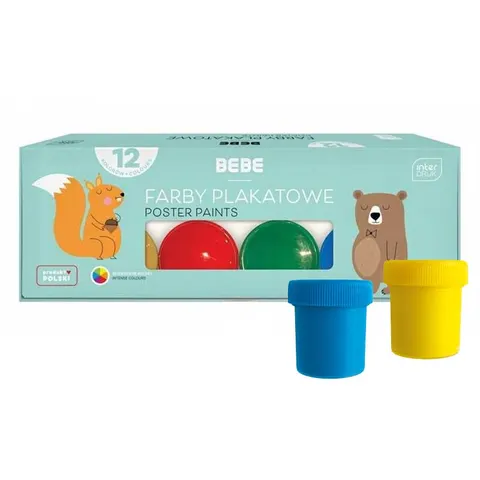Farby plakatowe Interdruk BEBE Kids 12 kolorów x 20 ml