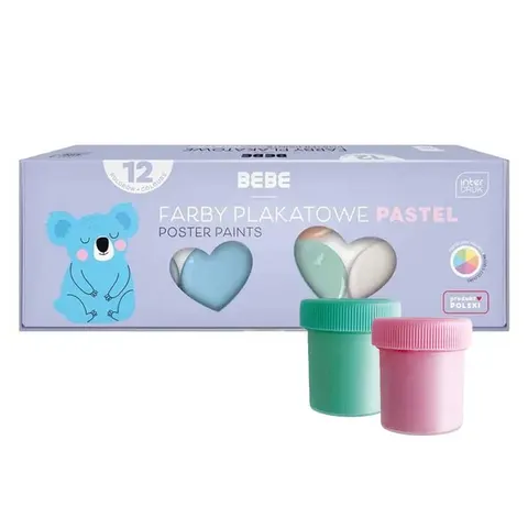 Farby plakatowe Interdruk BEBE Pastel 12 kolorów x 20 ml kolory pastelowe