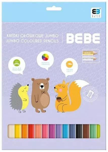 Kredki trójkątne Jumbo 12 kolorów BB Pastel NOSTER