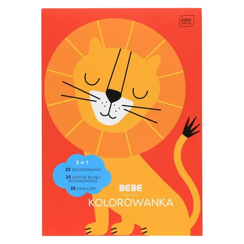 Kolorowanka z blokiem rysunkowym i naklejkami BEBE Kids A4 Lew