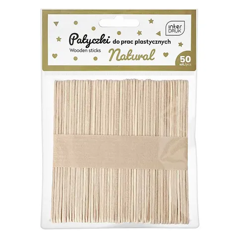 Patyczki drewniane naturalne Interdruk 10 x 113 mm 50 szt.