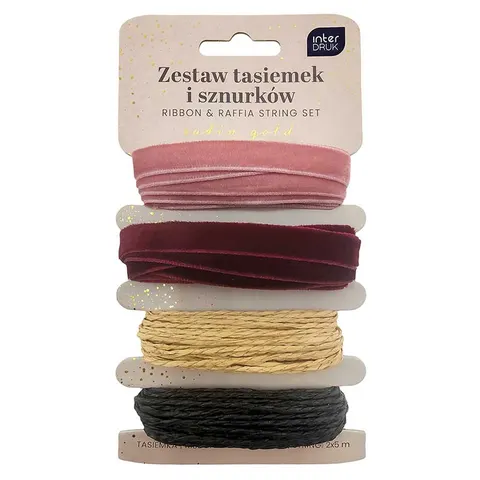 Wstążki i sznurki Interdruk zestaw 4 szt. Satin Gold