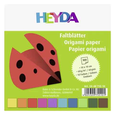 Papier do origami Heyda 10 x 10 cm mix kolorów 100 szt.