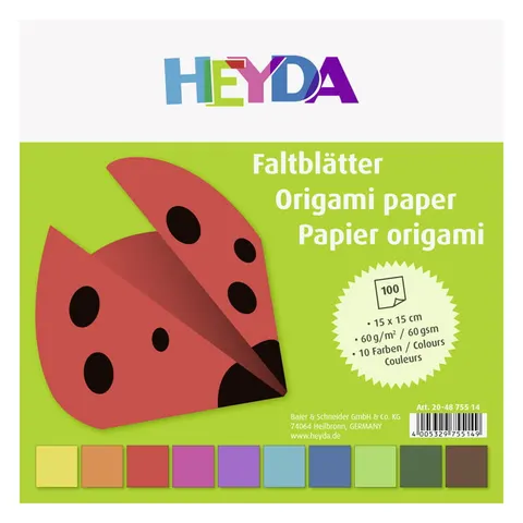 Papier do origami Heyda 15 x 15 cm mix kolorów 100 szt.