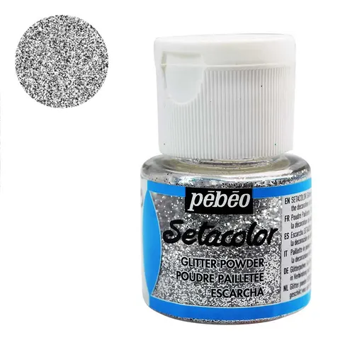 Brokat w proszku do tkanin Pebeo Setacolor 10 g Srebrny