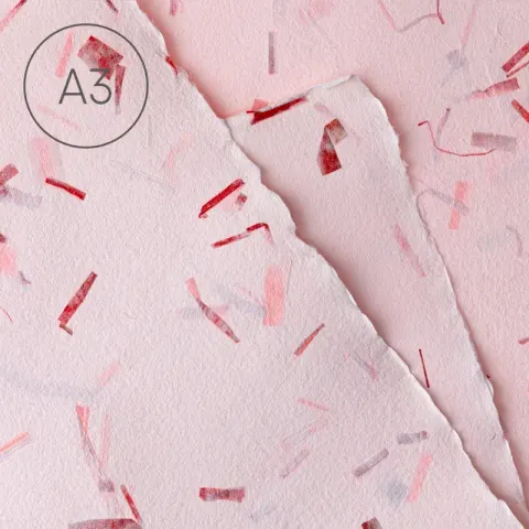 Papier czerpany kolorowy A3 gładki Mozaika Czerwona