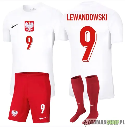 Komplet piłkarski getry Polska Lewy 9 Nike