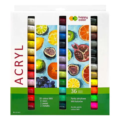 Farby akrylowe Happy Color zestaw 36 x 12 ml