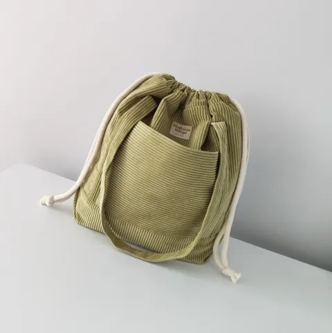 Torba damska SummerBag LIMA-duża limonkowa torba sztruksowa