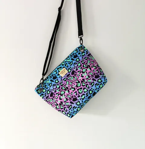 Torebka damska R U T H Neon Leopard Print-welurowa torebka midi