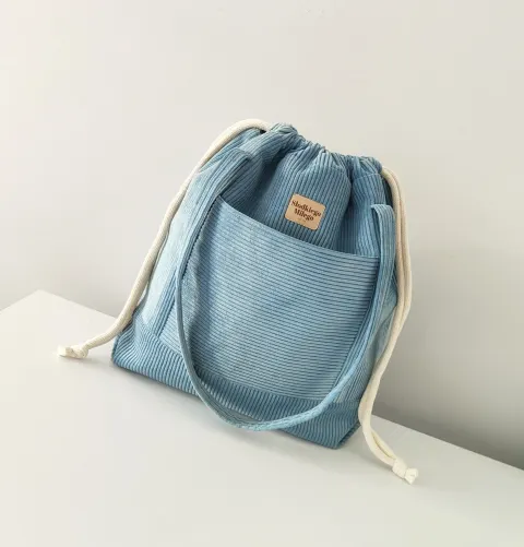 Torba damska SummerBag SKY-duża błękitna torba sztruksowa
