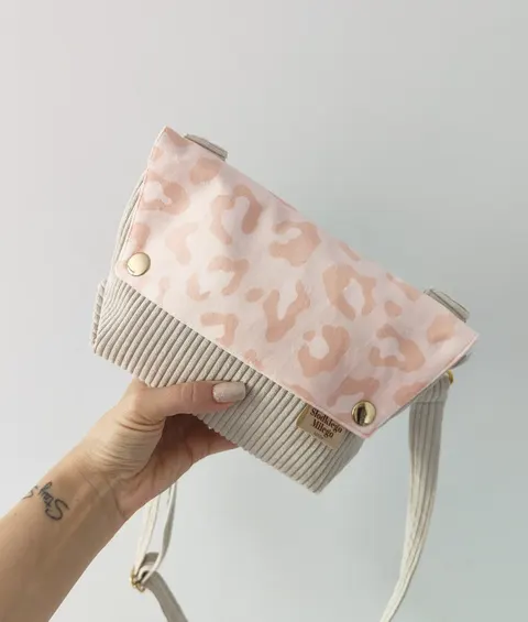 Torebka damska L E A Sand Peach Leopard Print-mini torebka sztruks/velvet