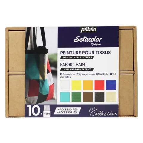 Farby do tkanin Setacolor Opaque Pebeo Collection zestaw nr 2 - 10 x 45 ml