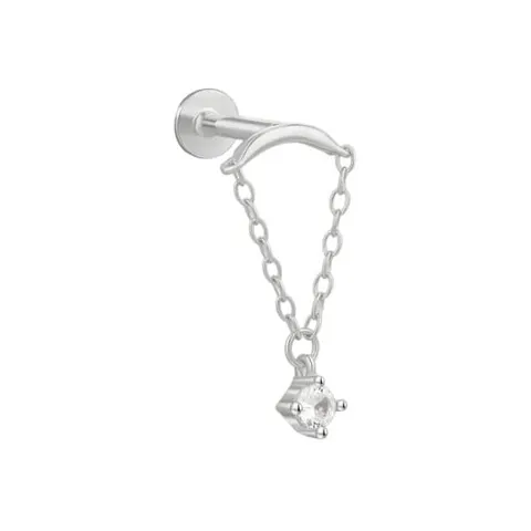 Labret Srebrny Z Łańcuszkiem