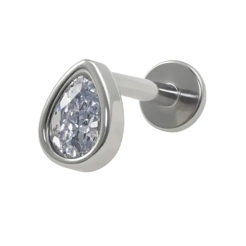 Labret Srebrna Łezka z Białą Cyrkonią