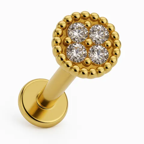 Labret Złoty Dysk z Kryształami