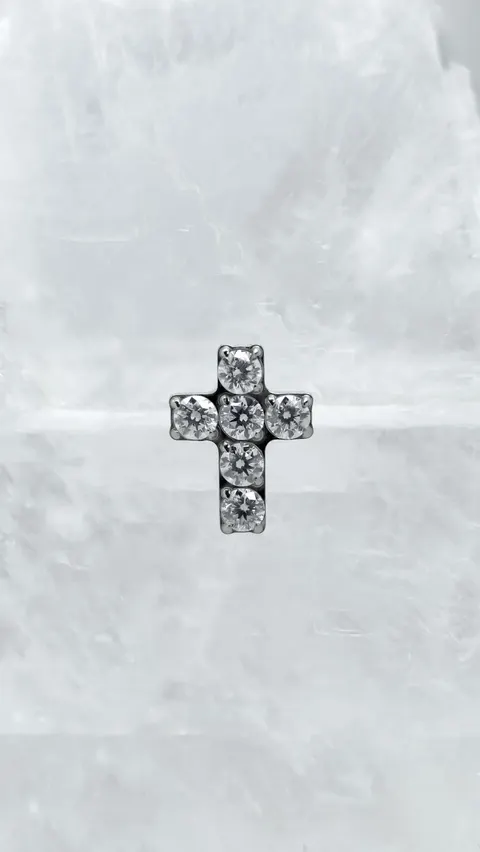 Labret tytanowy 'crystal cross'