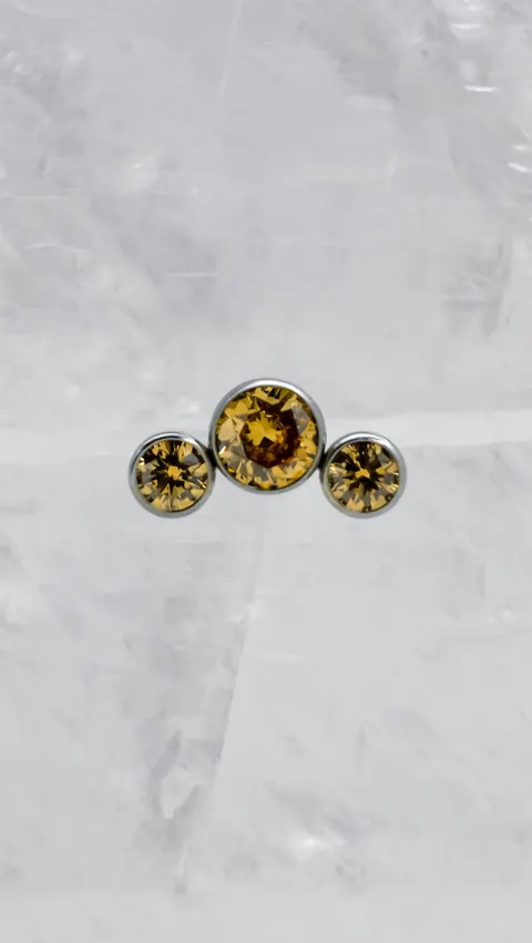 Labret tytanowy '3 stones mini champagne'