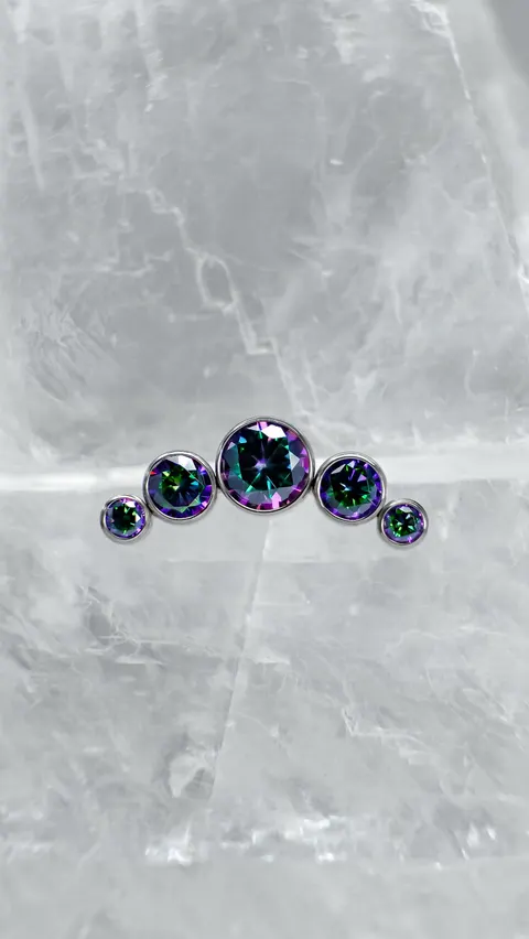 Labret tytanowy 'cluster 5 stones vitral'