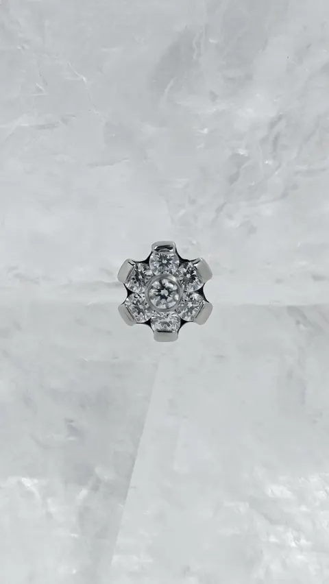 Labret tytanowy 'crystal flower'