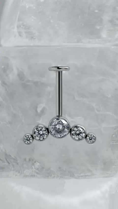 Labret tytanowy 'vertical 5 stones'