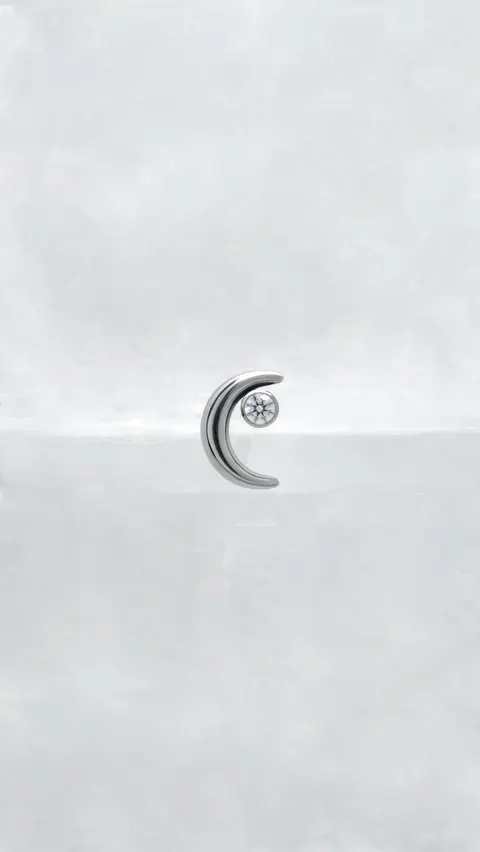 Labret tytanowy 'crystal moon star'