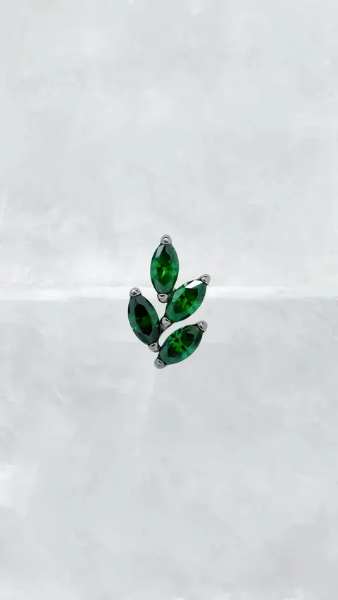 Labret tytanowy 'crystal twig green'