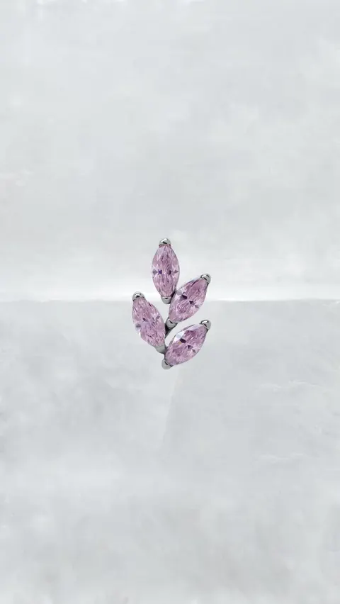 Labret tytanowy 'crystal twig pink'