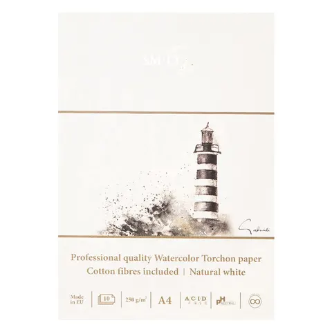 Blok do akwareli SMLT Professional Art Watercolor Torchon - A4, 250g, 10 ark.