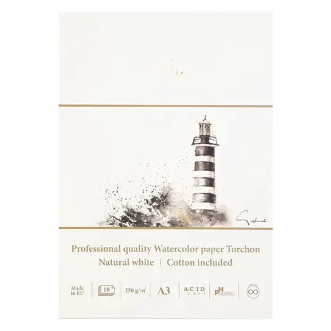 Blok do akwareli SMLT Professional Art Watercolor Torchon - A3, 250g, 10 ark.